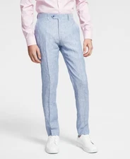 Bar Iii Mens Slim fit Dress Pants 30 / 30 Light Blue Linen