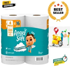 Angel Soft Toilet Paper, 4 Mega Rolls = 16 Regular Rolls, Soft and Strong Toilet