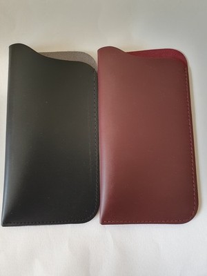 2 Brillen Schuber Soft Etui schwarz & rot Schutzhüllen Bonded Leder