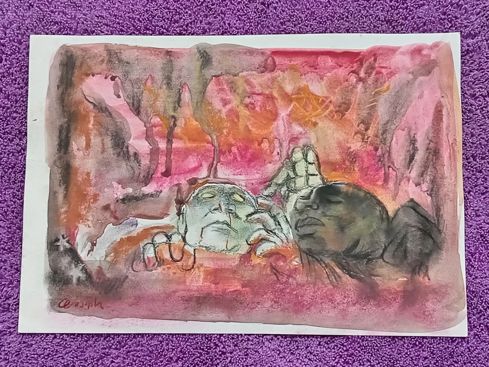 CLIF JOSEPH 纸上绘画(手工制作)签名和盖章混合媒体。 — 第 2/4 张图片