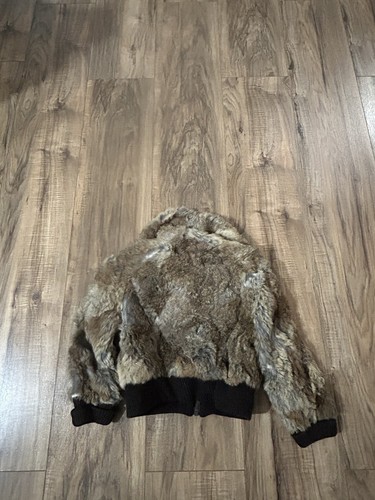 Lil Birds Of CA Vintage Multi Color Rabbit Fur Zip Jacket Youth Size 5 Genuine - Picture 6 of 16