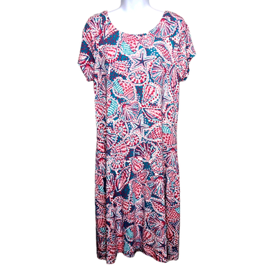 Hatley Knit Dress Womens Size L Pink Multicolor Seashell Beach Print  Stretch | eBay