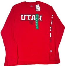Champion University of Utah Utes Long Sleeve Tee, Men's XL, Red, NEW