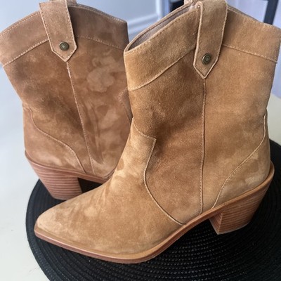 7 For All Mankind Festival Camel Suede Booties Western Cowboy Ankle Boots  37 