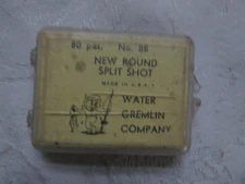 Vintage Water Gremlin Split Shot Hard Pkg - BB size - 80ct size/50 still - VG