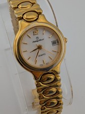Mathey Tissot Watch Women 24mm Case Gold 7.25" Band Date- New Battery