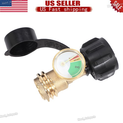 #ad Propane Tank Gauge RV Pressure Brass Adapter Gas Level Meter Grill BBQ Indicator $16.00