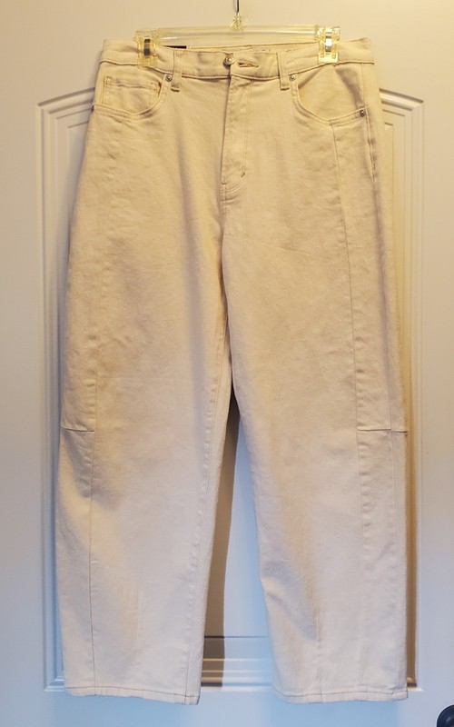 Gloria Vanderbilt ivory denim hirise barrel leg jeans womens 8
