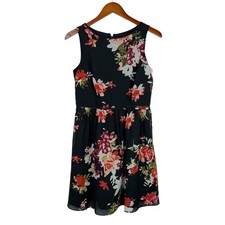 Loft Dress Black Floral Sleeveless Knee Length Women's 2