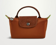 Longchamp Le Pliage Green Recycled Canvas Mini Top Handle Cosmetic Pouch NEW