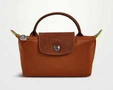 Longchamp Le Pliage Green Recycled Canvas Mini Top Handle Cosmetic Pouch ~NWT~