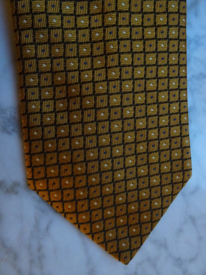 EFFETTO SETA  MILANO Designer Krawatte 100% Seide #SCHWARZ/GOLD/WEISS/TOP MUSTER