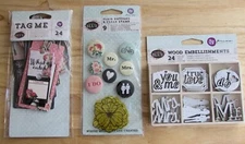 Prima Marketing "Something Blue" Wooden Embellishments, Tags, Buttons