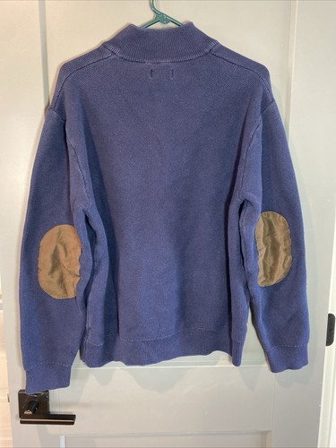 Chaps Blue Sweater 1/4 Zip Mens Size XL Elbow Patches - Picture 6 of 7