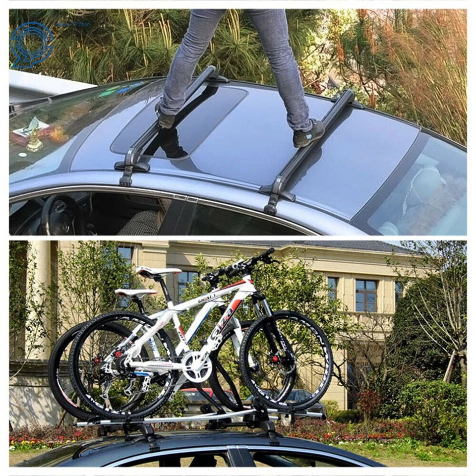 Aluminum Top Luggage Roof Rack Cross Bar Carrier Adjustable Window Frame Black - Image 2 of 4