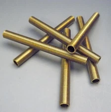 (6) 4" Solid Brass Nipples 1/8 IPS 3/8" OD Lamp Part Lighting Electrical NSB7