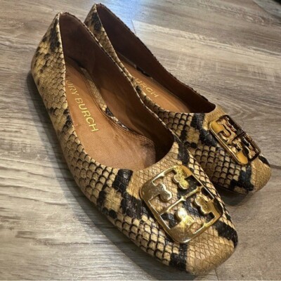 TORY BURCH Ballet Flats Size Leather Georgia Snakeskin