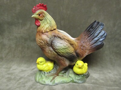 Vintage Inarco Japan Airbrushed Rooster Chicks Planter Vase Art Pottery 1964