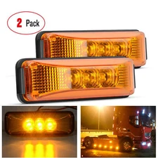 2x Amber 3-LED Side Marker Lights RV Truck Trailer Clearance Light Waterproof