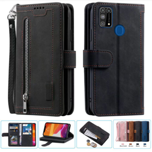 Leather Zipper Wallet Case Magnetic Flip Card Case For Galaxy M31 Prime M21s F41 - Picture 1 of 26