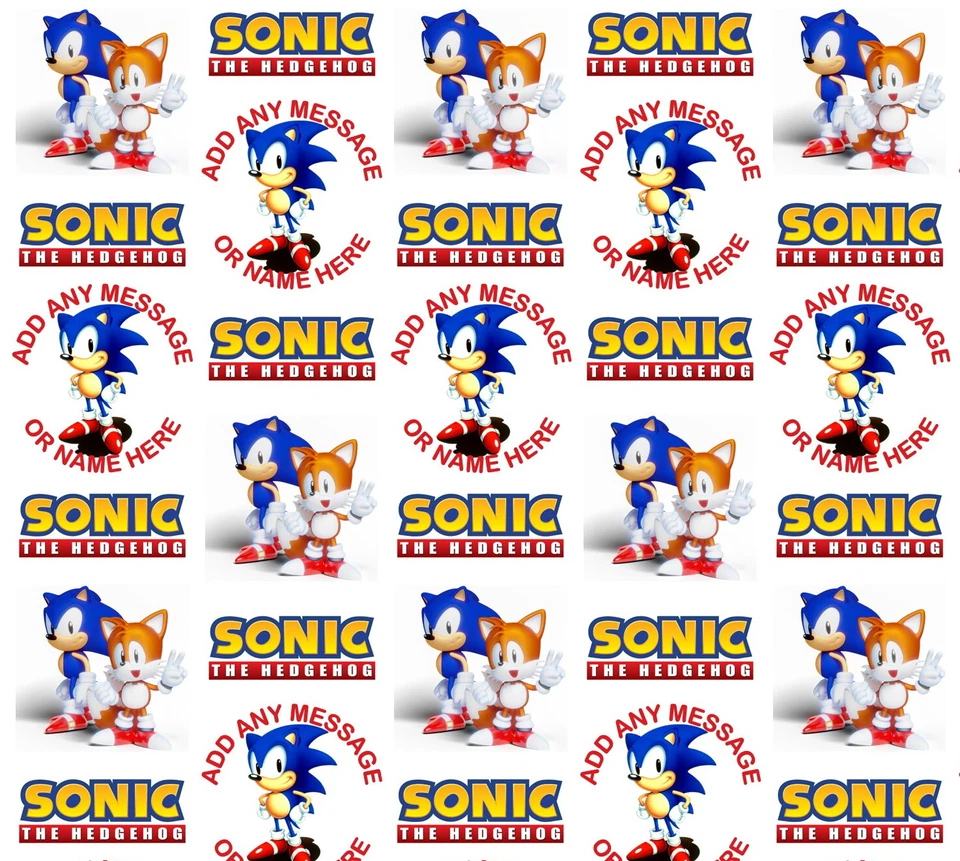 Sonic The Hedgehog Personalised gift wrapping paper Birthday Christmas