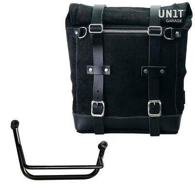 BORSA SCRAM DX CUOIO NERO 22-30L+ TELAIO UNIT GARAGE MOTO GUZZI