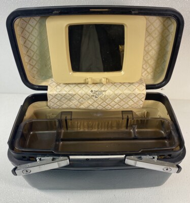 Vintage 1983 Samsonite Profile II Blue Green Travel Makeup Case Luggage - No Key