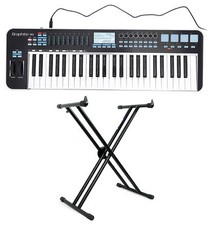 Samson Graphite 49 Key Usb Midi Dj Keyboard Controller W/ Fader/pads + Stand