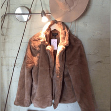 New! Plush Camel Faux Fur Teddy Jacket