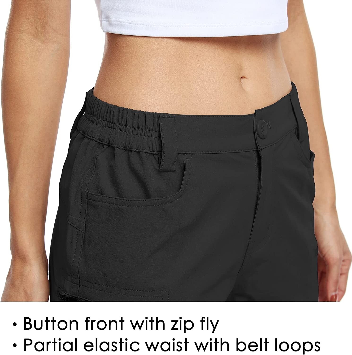 Willit Women's Hiking Cargo Shorts Stretch Active Long Shorts Black Sz. Large eBay