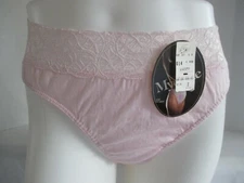 VINTAGE MYONNE HIGH CUT PANTY WITH 2 1/2" LACE WAIST COTTON PANTIE PINK SIZE 7