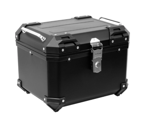 CASE BLACK ABS 38L CASE SUITCASE TRUNK WITH UNIVERSAL PLATE MOTORCYCLE SCOOTER - Picture 1 of 5