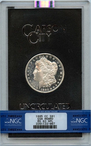 1885-CC Morgan Dollar GSA HOARD S$1 NGC MS63DMPL