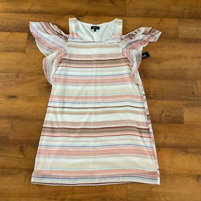 Lux II Ruffle Cold Shoulder Womens Top Mini Dress Size Medium NWOT