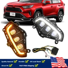Bumper LED Daytime Running Light Turn Signal Fog Lamp For Toyota RAV4 2019-2024