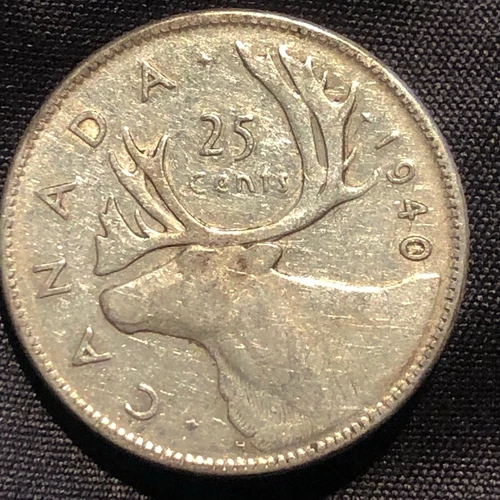 1940 Canada 25 Cents Silver Coin - VF (Very Fine) condition