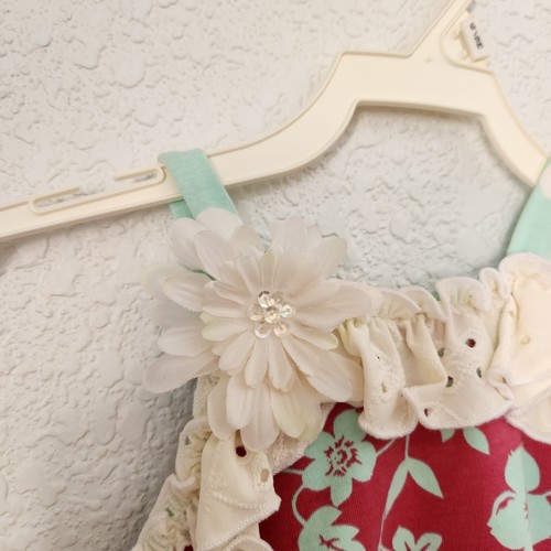Peaches N Cream Baby Girl Bodysuit Size 6/9 Pink/Green Floral New With Tags - Picture 4 of 7