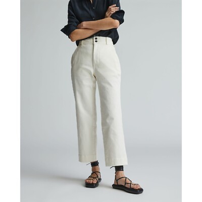 Everlane Womens The Organic Straight-Leg Pant Crop Bone Ivory