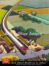  Rock island Railroad Poster Rock Island Rockets are in Action Train 13"x19" EMD