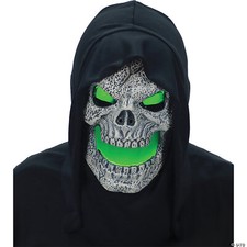 Flaming Green Skull Mask With Hood - Morris Costumes