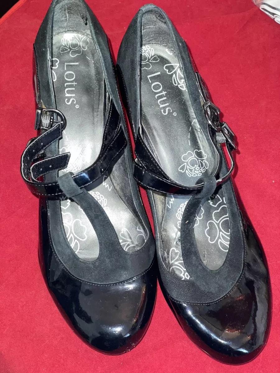 Lotus black sales patent shoes
