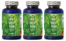 Green Superfood - BLUE GREEN ALGAE 500MG energy promotes 3 Bottles 180 Capsules