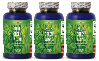 Green Superfood - BLUE GREEN ALGAE 500MG energy promotes 3 Bottles 180 Capsules