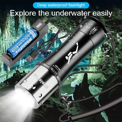 WHOLEFIRE 90000LM Underwater 80M Scuba Dive LED Flashlight Waterproof Diving Torch Lamp