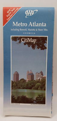 AAA Map Metro Atlanta Georgia CitiMap Roswell Marietta Stone Mtn 2000 Thick