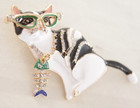NEW Lunch at the Ritz STYLE 3.25" HIP HOP CAT FISH NECKLACE PENDANT BROOCH COMBO — photo 8
