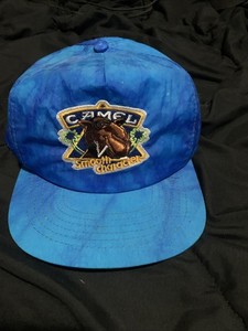 VINTAGE Camel Hat Cap Snap Back Blue Joe Camel Cigarette Baseball Mens 90s