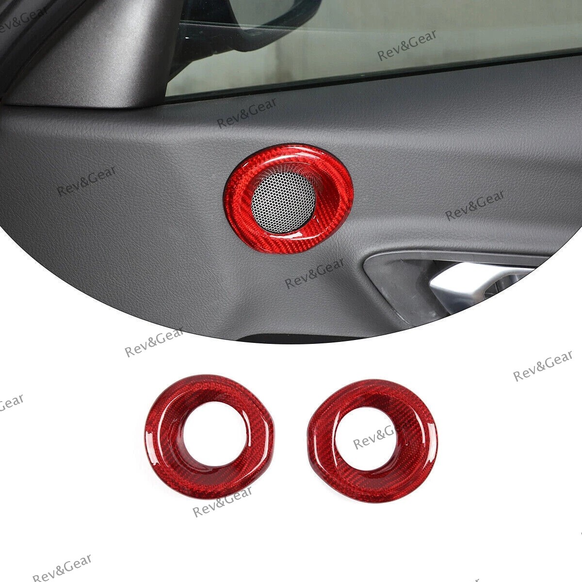 Red Real Carbon Fiber Door Speaker Trim Frame Cover Ring for GR Supra 2019-2025
