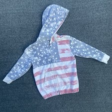Ralph Lauren Hoodie Flag Patriotic USA Full Zip Distressed Sweatshirt sz 4t