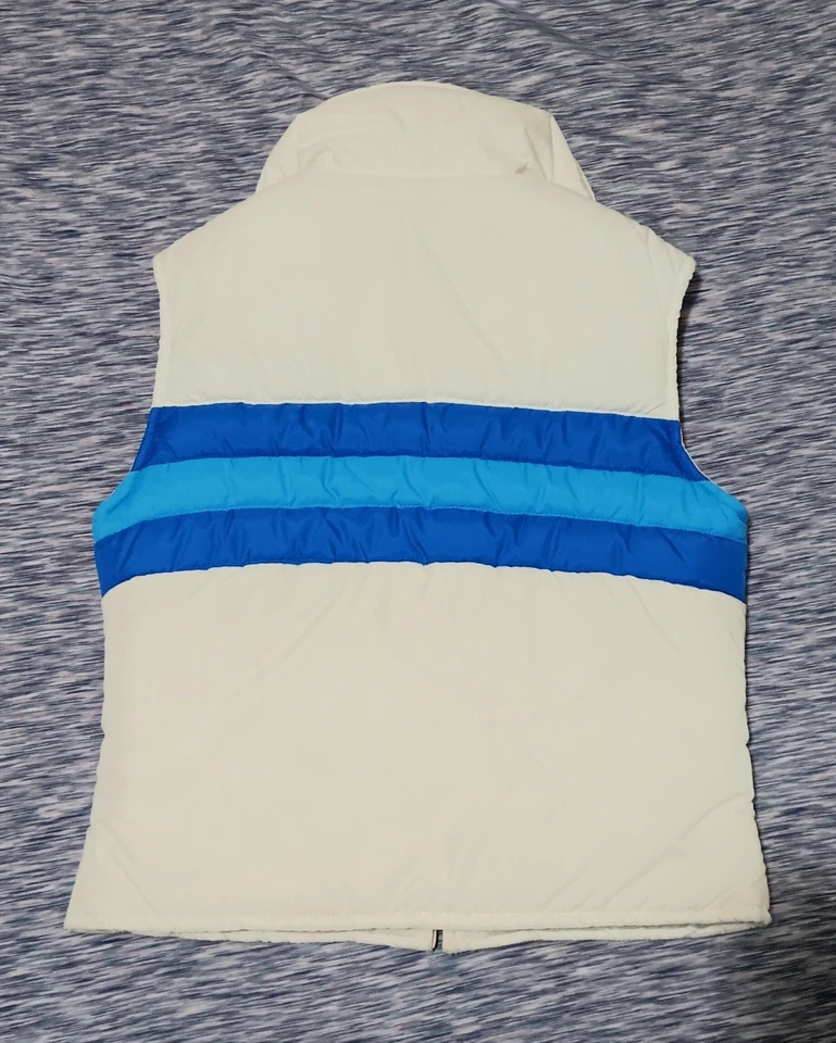 复古 20 世纪 70 年代 Ossi 滑雪服背心 复古 罕见 滑雪 Puffer 二手状况完好 白色/蓝色/橙色  — 第 4/4 张图片